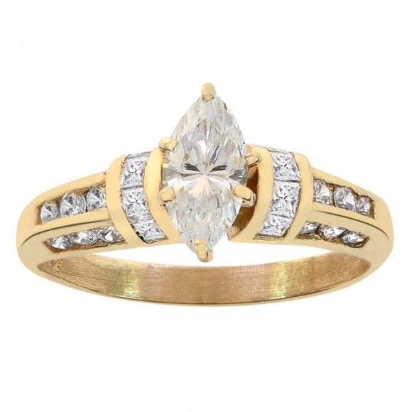2.00 Ct Princess, Marquise Cut CZ Engagement Ring - Picture 1 of 3